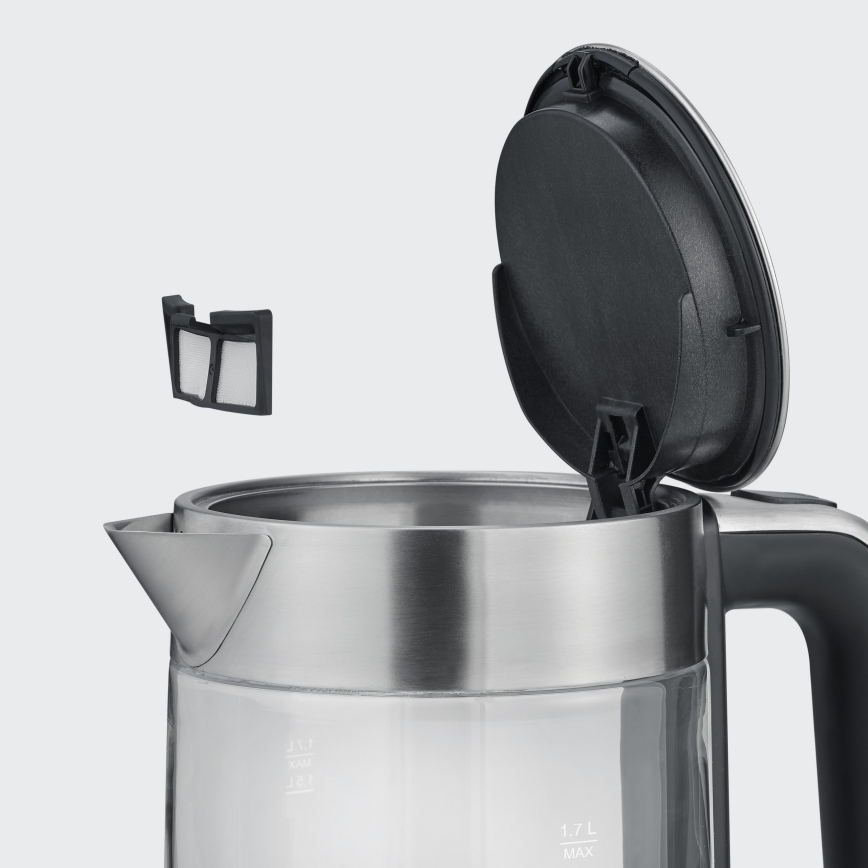 Severin WK 3420 - Ηλεκτρικός βραστήρας 1,7 l 2200W/230V, ανοξείδωτος με γυάλινο δοχείο