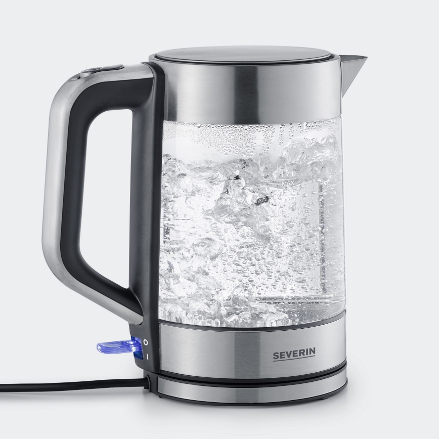 Severin WK 3420 - Ηλεκτρικός βραστήρας 1,7 l 2200W/230V, ανοξείδωτος με γυάλινο δοχείο