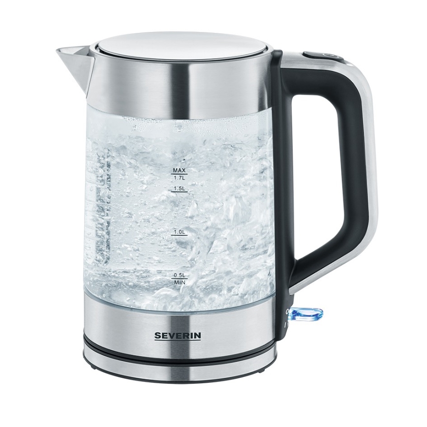 Severin WK 3420 - Ηλεκτρικός βραστήρας 1,7 l 2200W/230V, ανοξείδωτος με γυάλινο δοχείο