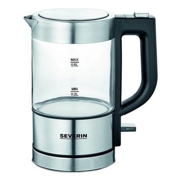Severin WK 3472 - Γρήγορος ηλεκτρικός βραστήρας 0,5 l 1100W/230V ανοξείδωτος χάλυβας/γυαλί