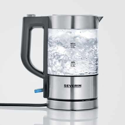 Severin WK 3472 - Γρήγορος ηλεκτρικός βραστήρας 0,5 l 1100W/230V ανοξείδωτος χάλυβας/γυαλί