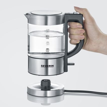 Severin WK 3472 - Γρήγορος ηλεκτρικός βραστήρας 0,5 l 1100W/230V ανοξείδωτος χάλυβας/γυαλί