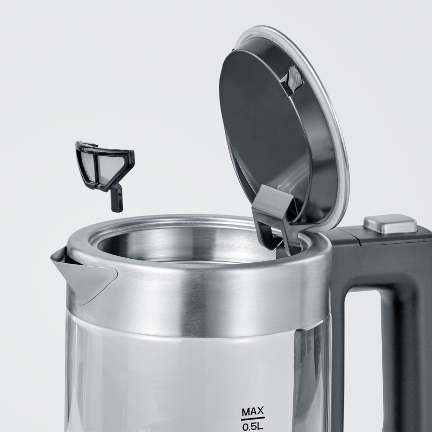 Severin WK 3472 - Γρήγορος ηλεκτρικός βραστήρας 0,5 l 1100W/230V ανοξείδωτος χάλυβας/γυαλί