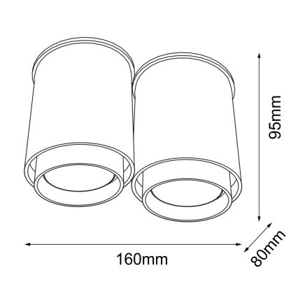 Shilo - Σποτ 2xGU10/15W/230V μαύρο