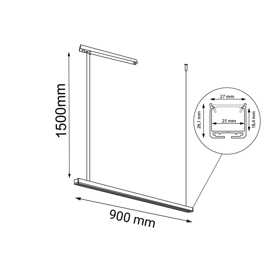Shilo - LED Πολύφωτο ράγα LED/32W/230V 3000K CRI 90 μαύρο