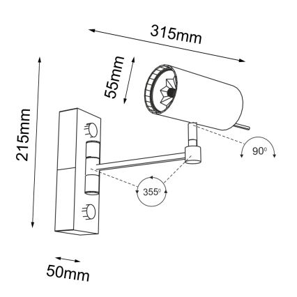 Shilo - Λάμπα τοίχου 1xGU10/15W/230V μαύρο