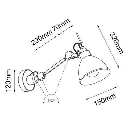 Shilo - Λάμπα τοίχου 1xE27/15W/230V μαύρο