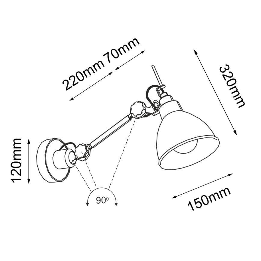 Shilo - Λάμπα τοίχου 1xE27/15W/230V μαύρο