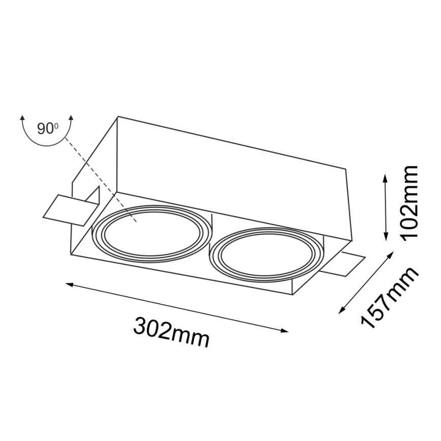 Shilo - Χωνευτό φωτιστικό 2xGU10/15W/230V λευκό