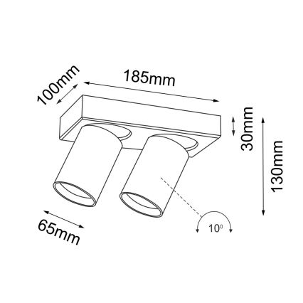 Shilo - Σποτ με 4 φώτα 2xGU10/15W/230V μαύρο