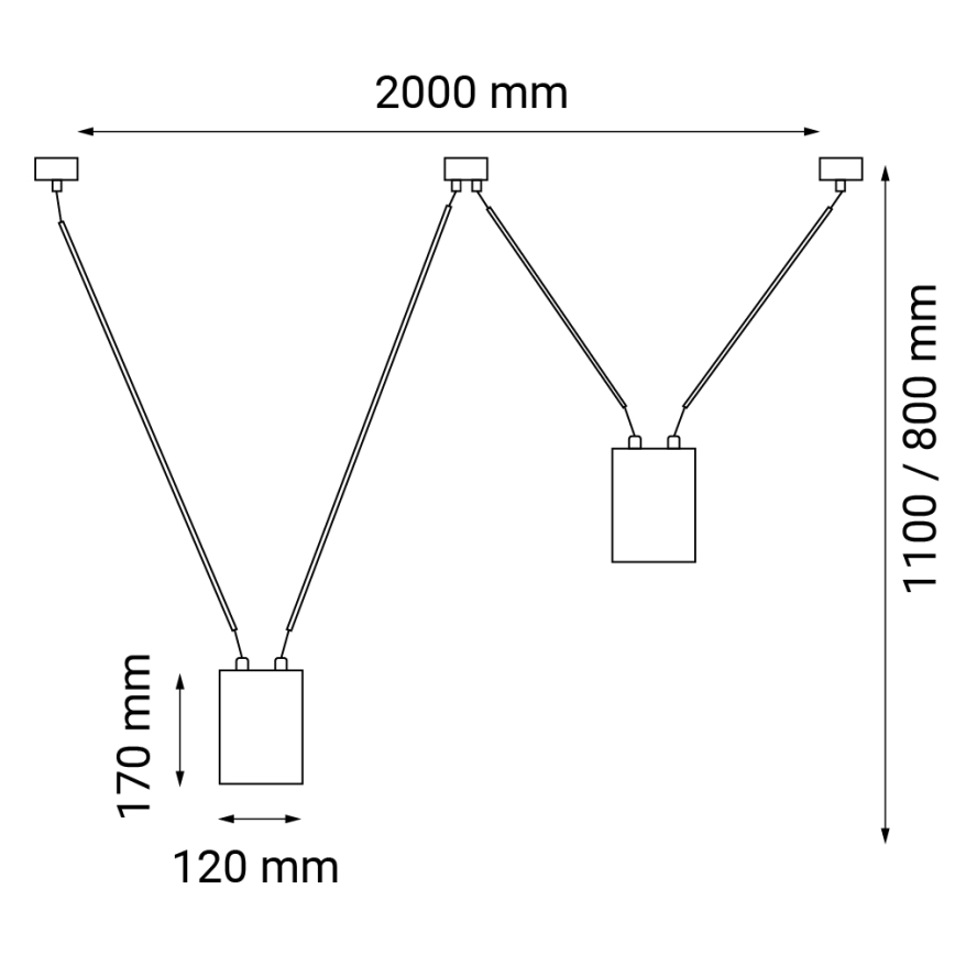 Shilo - Κρεμαστό φωτιστικό οροφής 2xGU10/15W/230V spider μαύρο