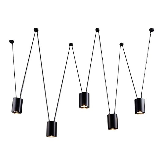 Shilo - Κρεμαστό φωτιστικό οροφής 5xGU10/15W/230V spider μαύρο
