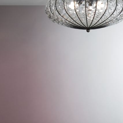 SIRU - Φωτιστικό οροφής ACCADEMIA 3xE27/60W/230V διαφανές/μαύρο Venetian Γυαλί