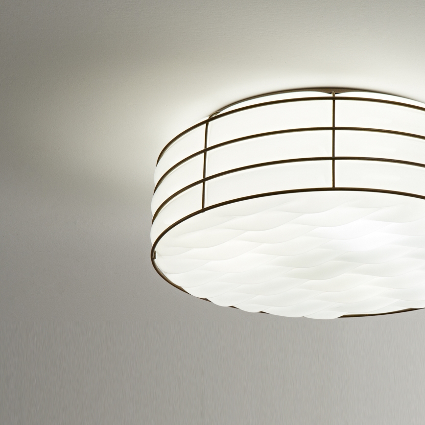 SIRU - Φωτιστικό οροφής TAMIS 3xE14/40W/230V μαύρο/λευκό Venetian Γυαλί