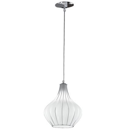 SIRU - Κρεμαστό φωτιστικό οροφής AURIGA 1xE14/40W/230V διάμετρος 26 cm ματ χρώμιο/λευκό Venetian Γυαλί