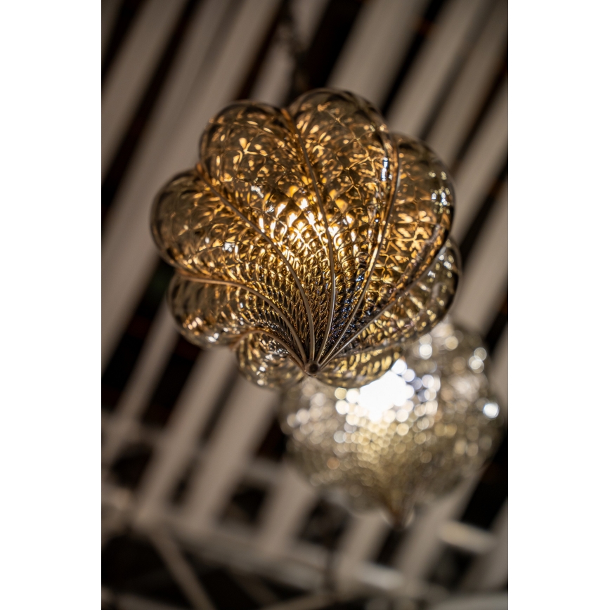 SIRU - Κρεμαστό φωτιστικό οροφής GOCCIA 1xE27/60W/230V διάμετρος 25 cm μπεζ/καφέ Venetian Γυαλί