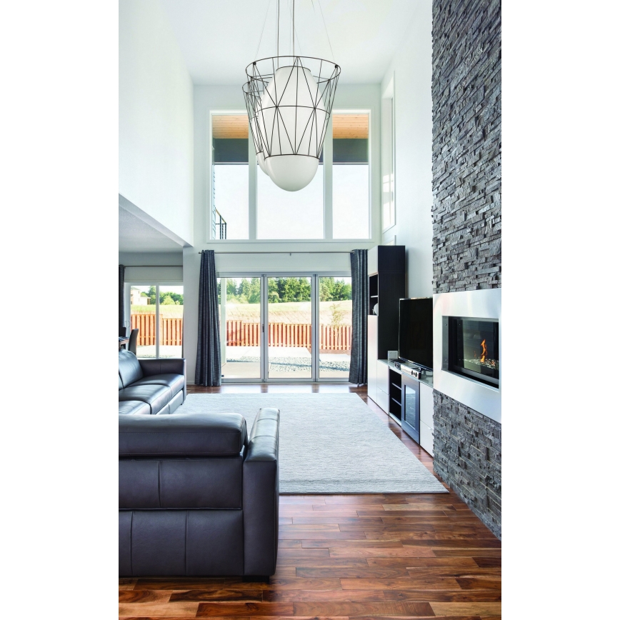 SIRU - Κρεμαστό φωτιστικό οροφής SEGNI 1xE27/60W/230V μαύρο/λευκό Venetian Γυαλί