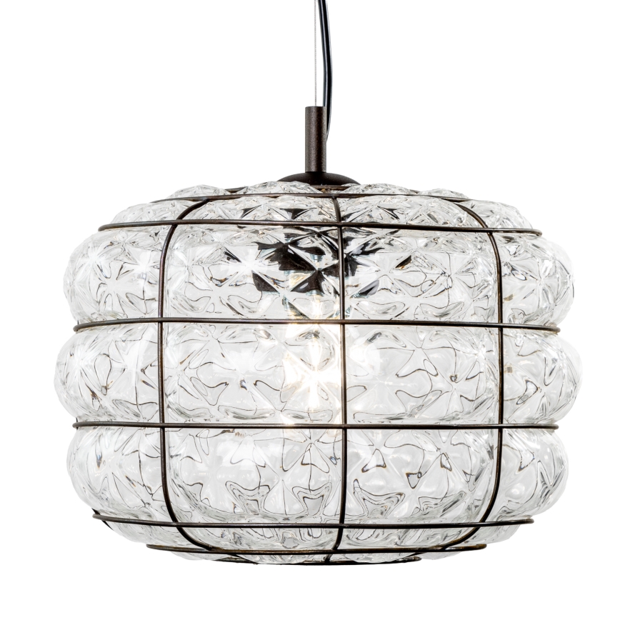 SIRU - Κρεμαστό φωτιστικό οροφής TERRA 1xE27/60W/230V μαύρο/διαφανές Venetian Γυαλί