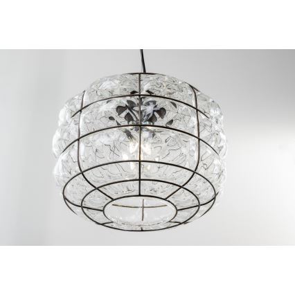 SIRU - Κρεμαστό φωτιστικό οροφής TERRA 1xE27/60W/230V μαύρο/διαφανές Venetian Γυαλί