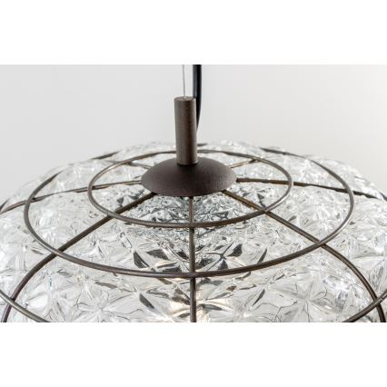 SIRU - Κρεμαστό φωτιστικό οροφής TERRA 1xE27/60W/230V μαύρο/διαφανές Venetian Γυαλί