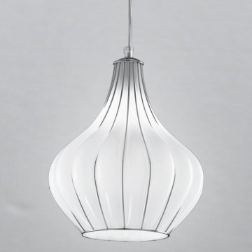 SIRU - Κρεμαστό φωτιστικό οροφής AURIGA 1xE14/40W/230V διάμετρος 26 cm ματ χρώμιο/λευκό Venetian Γυαλί