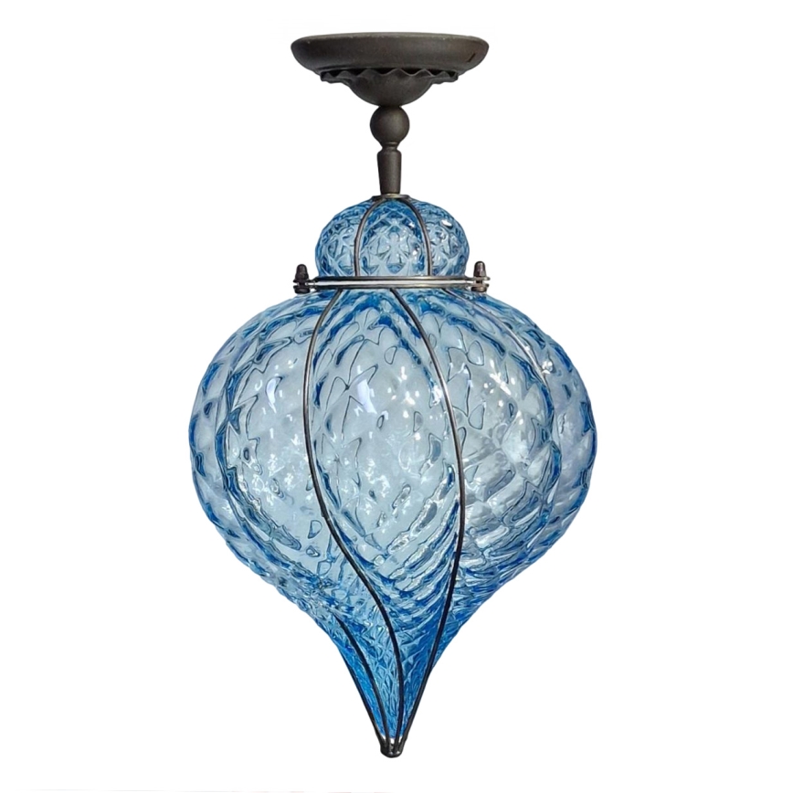 SIRU - Πλαφονιέρα οροφής GOCCIA 1xE27/60W/230V διάμετρος 25 cm μπλε/καφέ Venetian Γυαλί