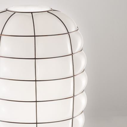 SIRU - Πολύφωτο με συρματόσχοινο LANTERNA 1xE27/60W/230V διάμετρος 32 cm μαύρο/λευκό Venetian Γυαλί