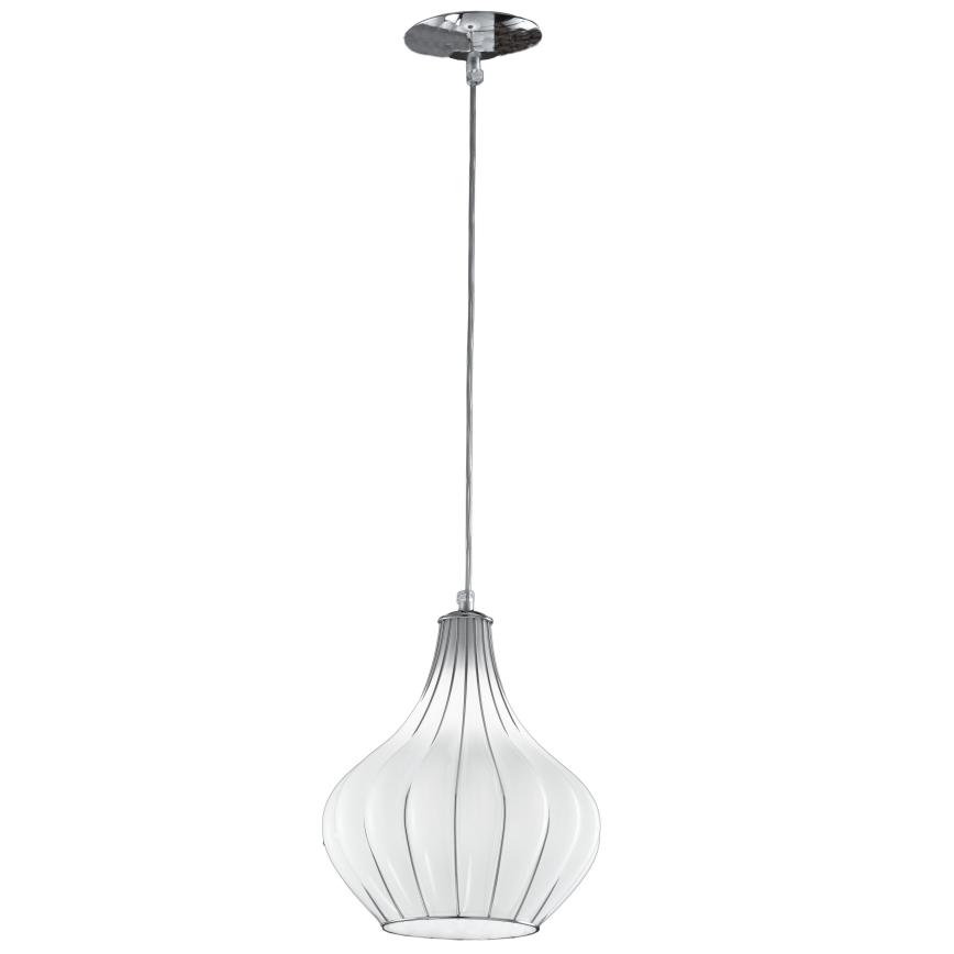 SIRU - Κρεμαστό φωτιστικό οροφής AURIGA 1xE14/40W/230V διάμετρος 26 cm ματ χρώμιο/λευκό Venetian Γυαλί