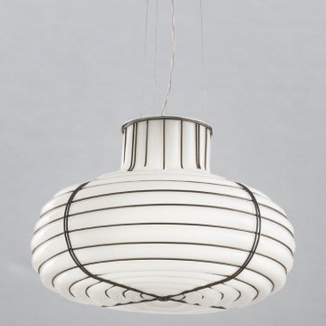 SIRU - Κρεμαστό φωτιστικό οροφής CHAPEAU 2xE14/40W/230V ματ χρώμιο/λευκό Venetian Γυαλί