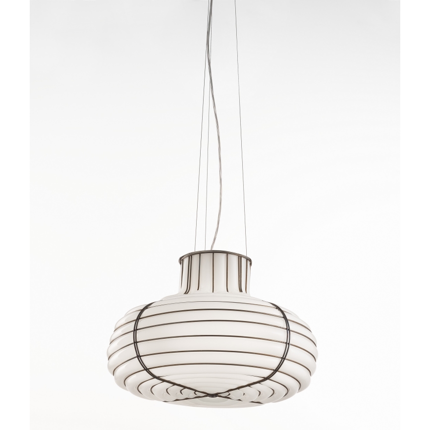 SIRU - Κρεμαστό φωτιστικό οροφής CHAPEAU 2xE14/40W/230V ματ χρώμιο/λευκό Venetian Γυαλί