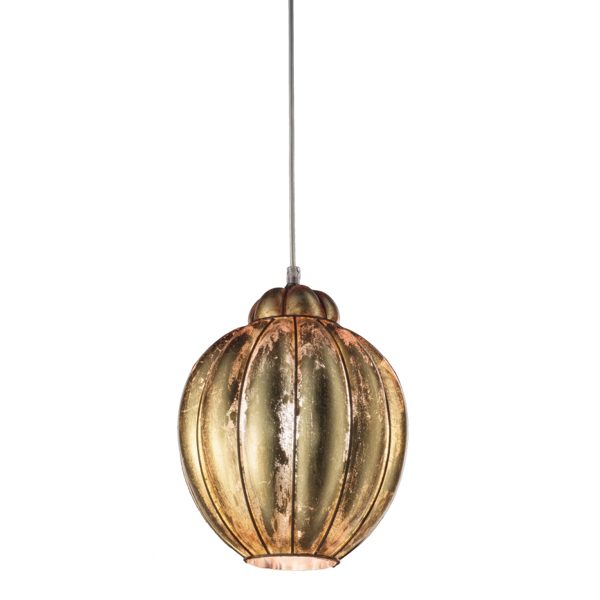 SIRU - Κρεμαστό φωτιστικό οροφής FOGLIA ORO 1xE27/60W/230V διάμετρος 25 cm χρυσαφί Venetian Γυαλί/χρυσαφί