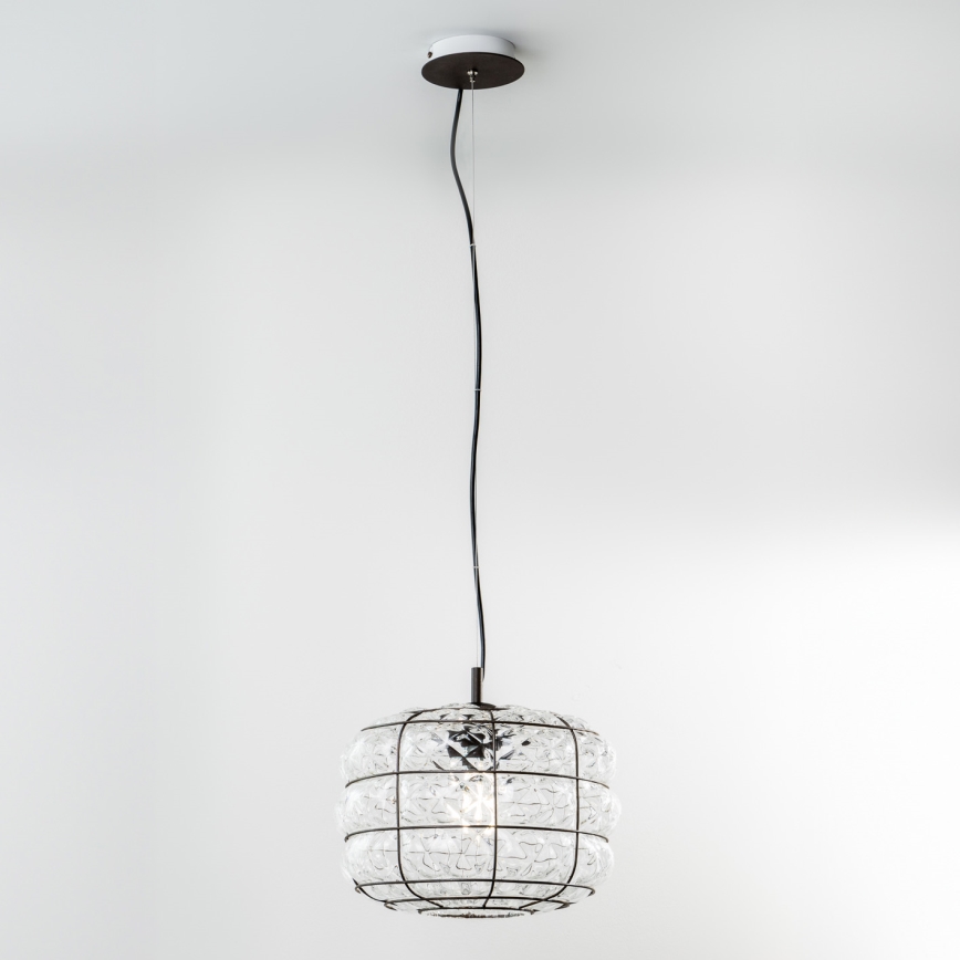 SIRU - Κρεμαστό φωτιστικό οροφής TERRA 1xE27/60W/230V μαύρο/διαφανές Venetian Γυαλί