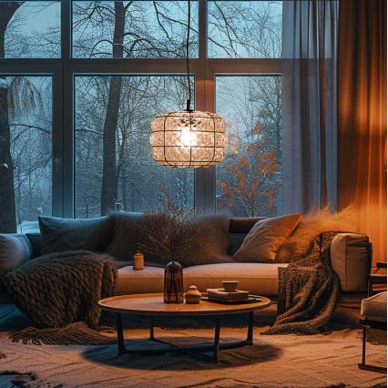 SIRU - Κρεμαστό φωτιστικό οροφής TERRA 1xE27/60W/230V μαύρο/διαφανές Venetian Γυαλί