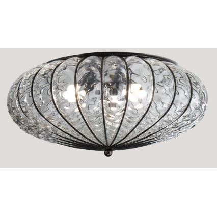 SIRU - Φωτιστικό οροφής ACCADEMIA 3xE27/60W/230V διαφανές/μαύρο Venetian Γυαλί