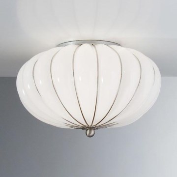 SIRU - Φωτιστικό οροφής GIOVE 2xE14/40W/230V διάμετρος 29 cm ματ χρώμιο/λευκό Venetian Γυαλί