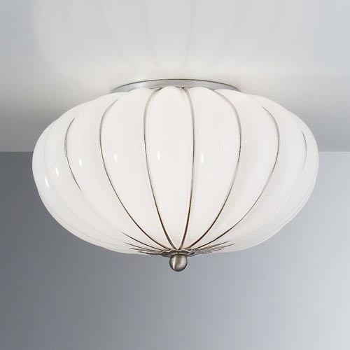 SIRU - Φωτιστικό οροφής GIOVE 2xE14/40W/230V διάμετρος 29 cm ματ χρώμιο/λευκό Venetian Γυαλί