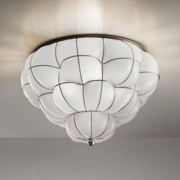 SIRU - Φωτιστικό οροφής POUFF 3xE27/60W/230V γυαλιστερό χρώμιο/λευκό Venetian Γυαλί