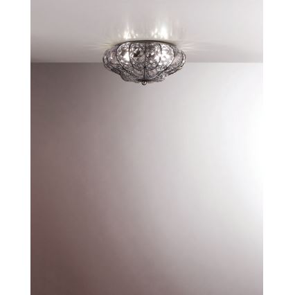 SIRU - Φωτιστικό οροφής SOLE 3xE14/40W/230V διάμετρος 31 cm διαφανή/ματ χρώμιο Venetian Γυαλί
