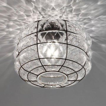 SIRU - Φωτιστικό οροφής TERRA 1xE27/60W/230V μαύρο/διαφανές Venetian Γυαλί