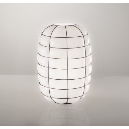 SIRU - Φωτιστικό τοίχου LANTERNA 1xE27/60W/230V μαύρο/λευκό Venetian Γυαλί