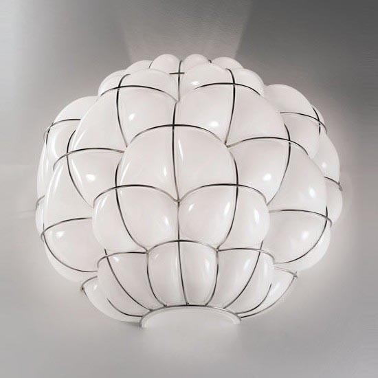 SIRU - Φωτιστικό τοίχου POUFF 1xE27/60W/230V γυαλιστερό χρώμιο/λευκό Venetian Γυαλί