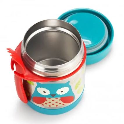 Skip Hop - Θερμός για φαγητό ZOO 325 ml με κουτάλι/πιρούνι, σχέδιο κουκουβάγιας
