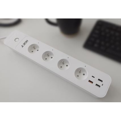 Smart πολύπριζο με διακόπτη 1,5 m 4Z + 4xUSB Wi-Fi