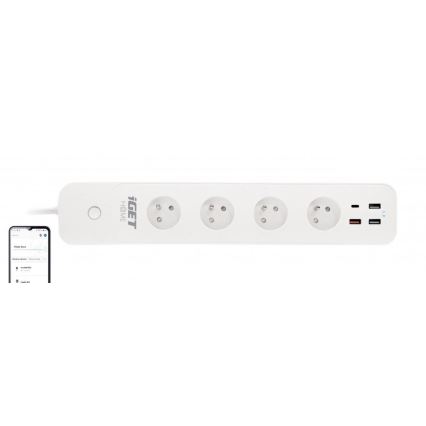 Smart πολύπριζο με διακόπτη 1,5 m 4Z + 4xUSB Wi-Fi