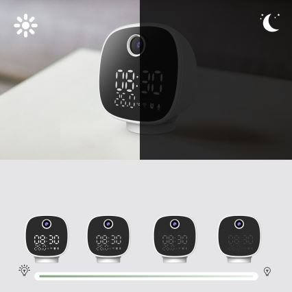 Έξυπνη κάμερα with alarm clock, thermometer και Φωτιστικό LED 1296p 3Mpx 5V Wi-Fi Tuya IP65