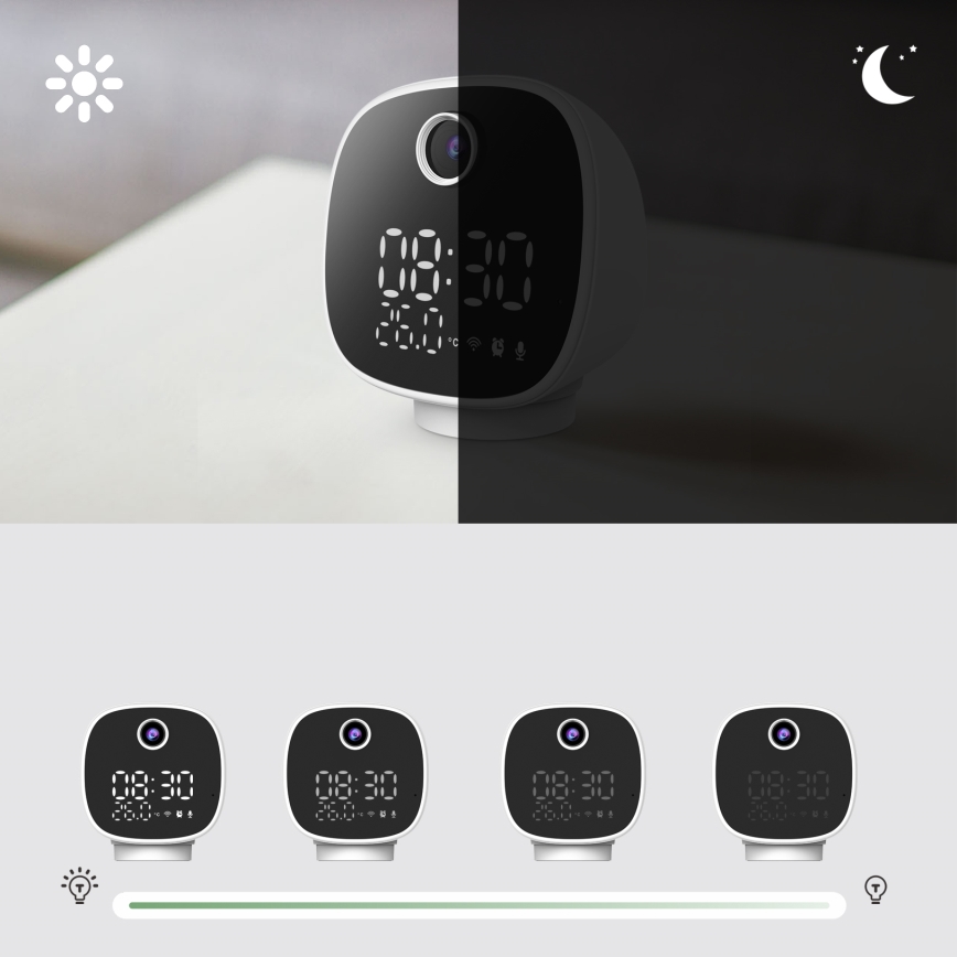 Έξυπνη κάμερα with alarm clock, thermometer και Φωτιστικό LED 1296p 3Mpx 5V Wi-Fi Tuya IP65