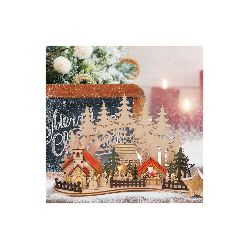 LED Χριστουγεννιάτικο διακοσμητικό  LED/2xAAA μικρή πόλη