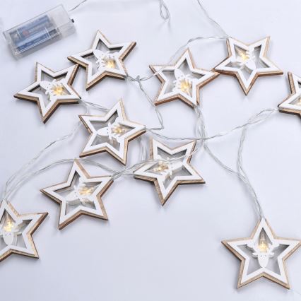 Χριστουγεννιάτικα λαμπάκια LED 10xLED/2xAA 1,8m θερμό λευκό