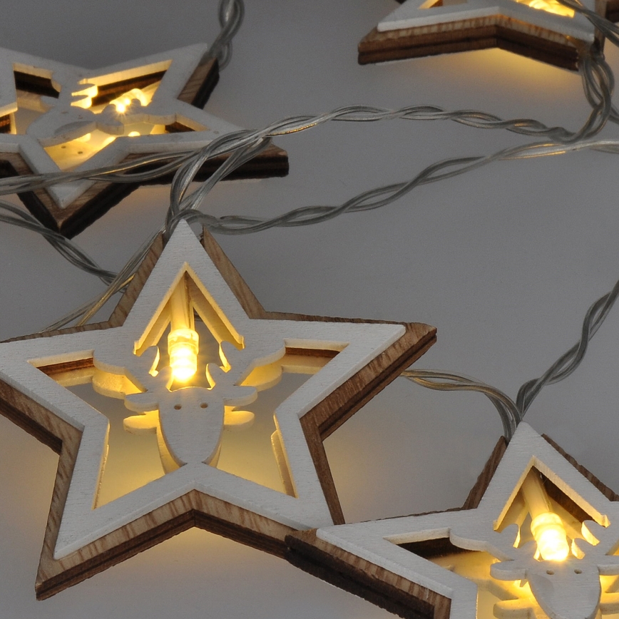 Χριστουγεννιάτικα λαμπάκια LED 10xLED/2xAA 1,8m θερμό λευκό