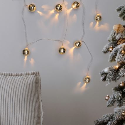 LED γιρλάντα 10xLED/2xAA/θερμό λευκό 1,8m με κουδουνάκια